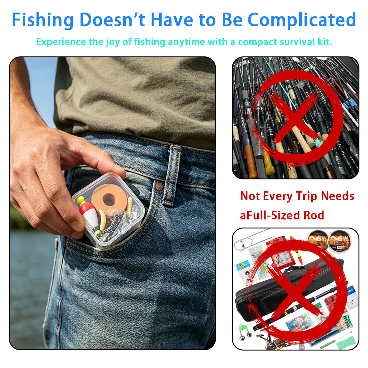Fishing Line Box - Przenośny zestaw wędkarski na sytuacje awaryjne,
